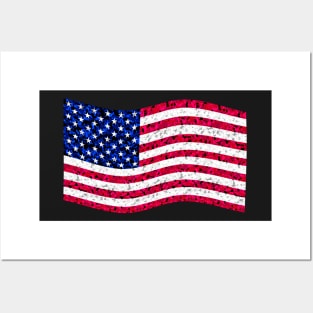 American Flag with Camouflage Texture Posters and Art